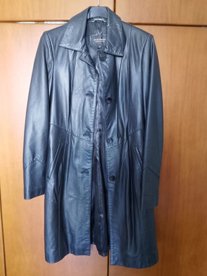 Louis Armand leather trench coat new, black, size L
