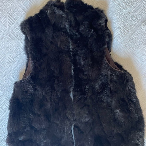 Fur vest used, black, size L