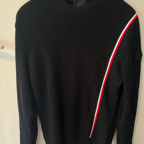 Moncler cotton waffle-knit crewneck sweater black size L