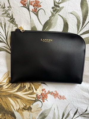 Lanvin toiletry bag new black with sleep mask and cream samples