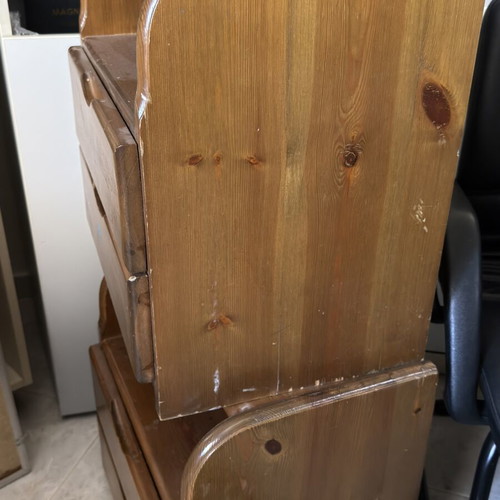Set of 3 natural wood chests of drawers