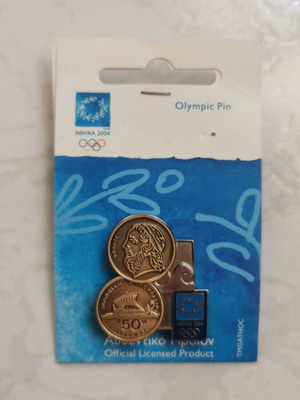 Olympic Pin Athens 2004 New Collectible 50 Drachmas Badge