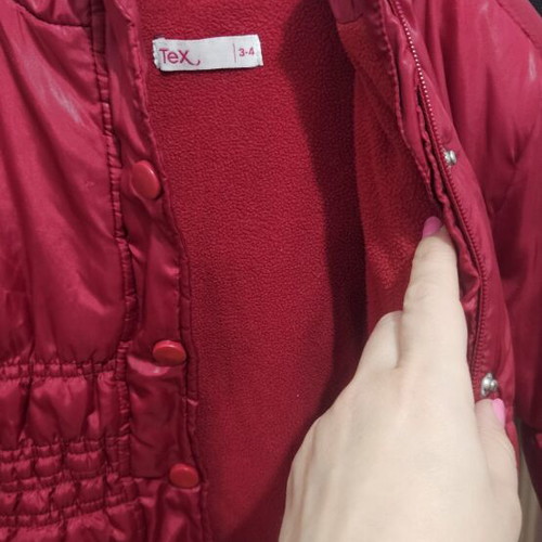 Kids' Tex Jacket red wine color, like new, zipper needs repair