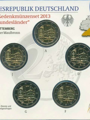 SAC Germany 2 Euro 2013 A-D-F-G-J new, Baden-Württemberg