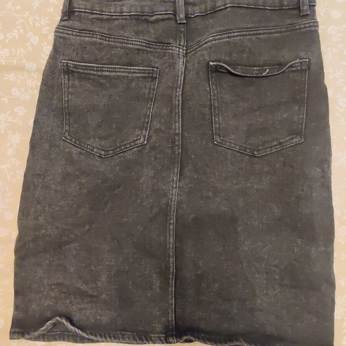 Sinsay black washed midi denim skirt with front slit