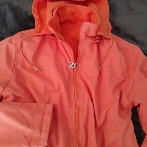Spring fleece jacket L with removable hood like new, pale apricot