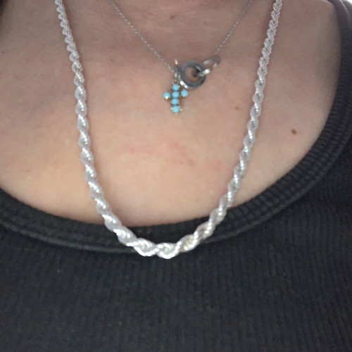 Silver 925 Rope Chain Necklace and Bracelet Set