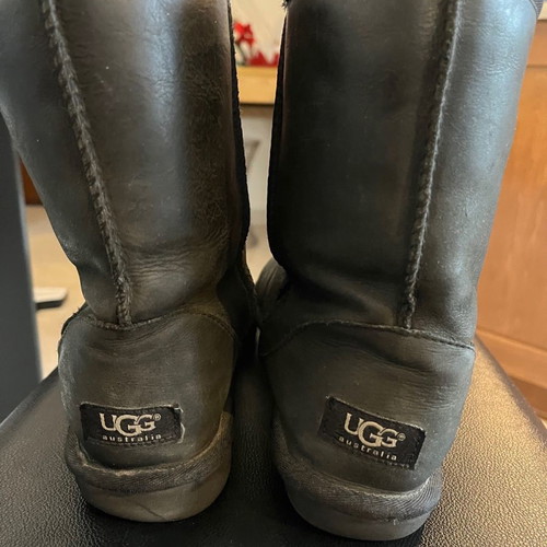 UGG black leather boots size 39 used