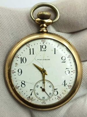 Waltham men's pocket watch 50mm 1930-1940 used, gold-plated, mechanical
