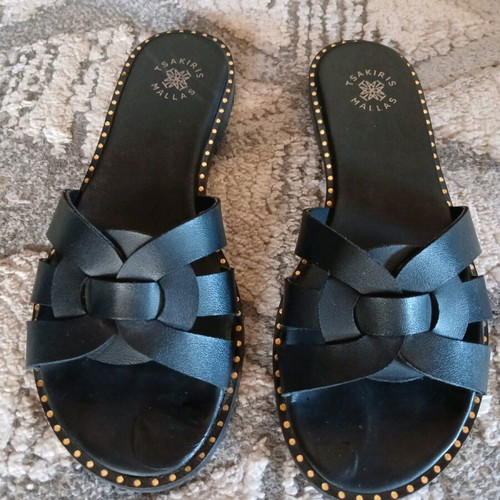 Tsakiris Mallas flat sandals used, size 38, black