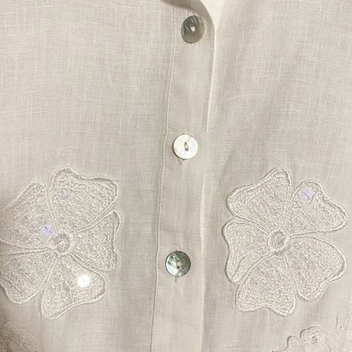 Luisa Oversized Linen Shirt white, new, 3/4 sleeve
