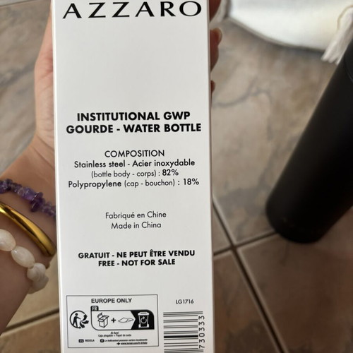 Azzaro original stainless water bottle new with box black color
