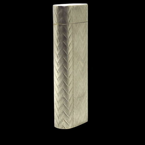 Cartier lighter used silver collectible with herringbone pattern