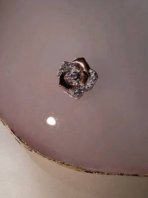 Charm καινούργιο για βραχιόλι Pandora, ασημί τριαντάφυλλο με διαφανείς πέτρες