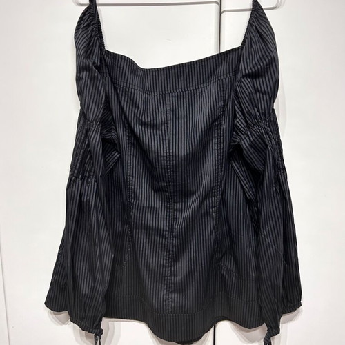 Striped blouse shirt Mat like new, size L, black and gray