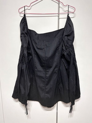 Striped blouse shirt Mat like new, size L, black and gray