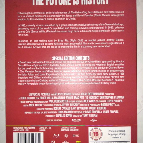 12 Monkeys Blu-ray like new, Limited Edition Slipcover, English subtitles