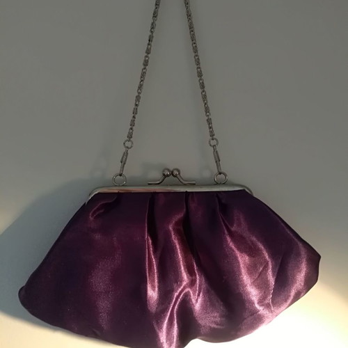 Evening bag purple satin fabric new handheld