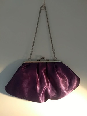 Evening bag purple satin fabric new handheld