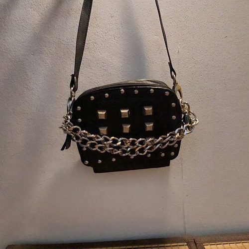 Black shoulder bag with wallet like new and studs