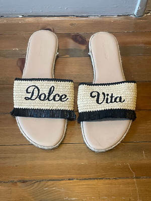 Hallhuber Straw Sandals with Leather like new, size 40, beige