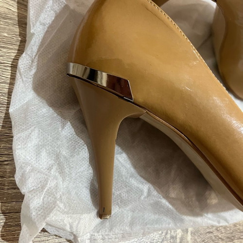 Stefania heels used, beige with silver detail, 8cm heel, size 40