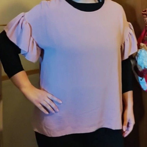 Blouse with ruffle sleeve new, pink-melon shade