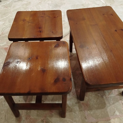 Coffee tables used, set of 3, Swedish wood