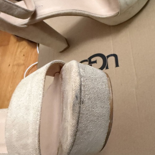 Beige suede platform pumps with thick heel size 41 used