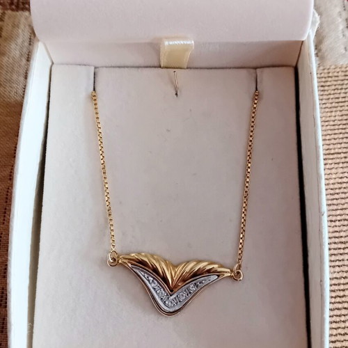 14K 585 gold pendant with white gold and zircon