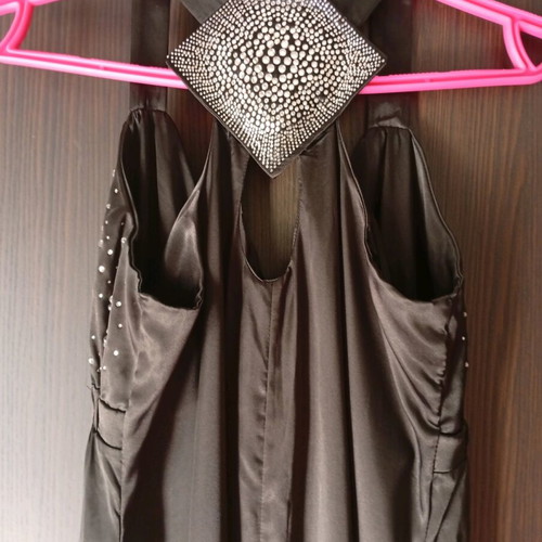 Women's black satin dress like new, size L