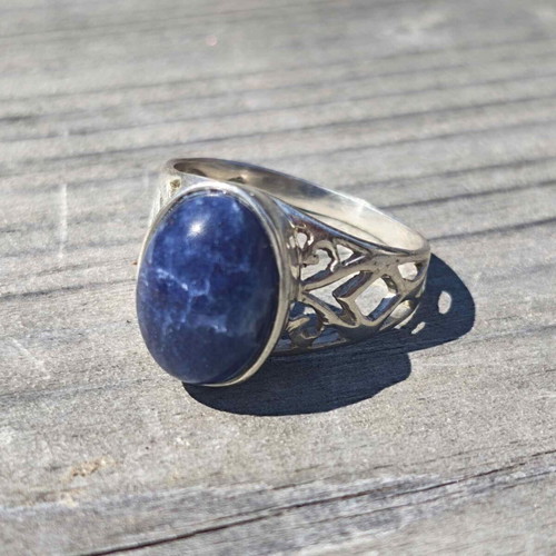 Silver ring with sapphire, new