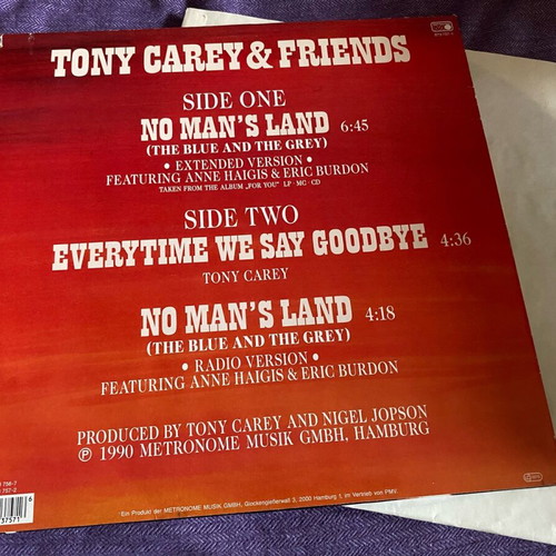 Tony Carey And Friends No Man’s Land 12” used single featuring Eric Burdon