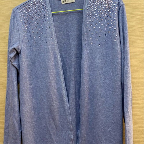 H&M Kids Cardigan Blue Embroidered with Sequins Like New, Size 11-12