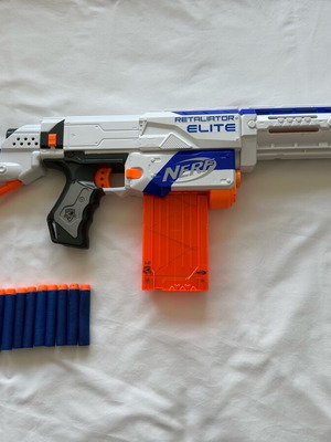 Nerf N-Strike Elite White Retaliator Blaster used, classic kids' toy gun