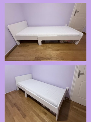IKEA Slakt Extendable Bed with Asvang Foam Mattress like new