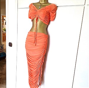 NEW Salmon pink 2 piece top & skirt size M