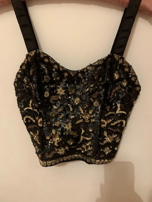 Black sequin cropped tank top like new, size M