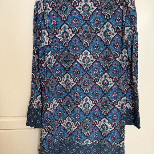 Juicy Couture silk mini dress used, size US 2, blue multicolor