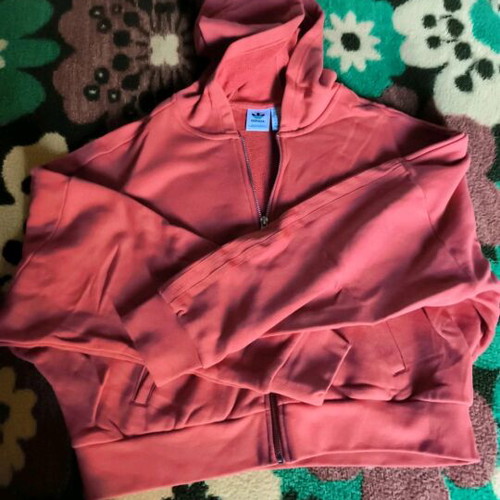 Adidas jacket orange size M like new with hood