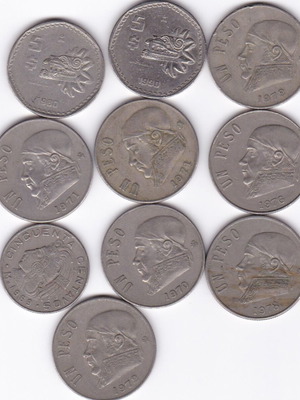 Mexican peso coins used