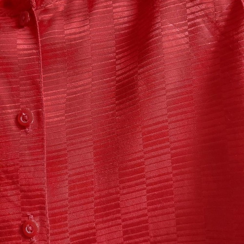 Red satin shirt with checkered cube patterns, size M, used