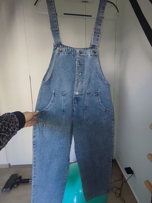 Denim salopette like new, size L, blue