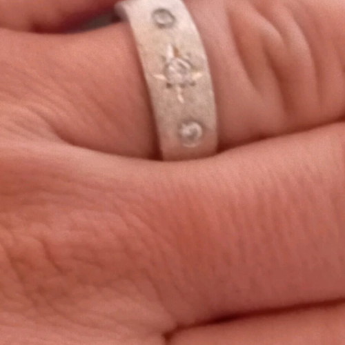 Silver 925 ring with zircon and sandblasting, new, size 53