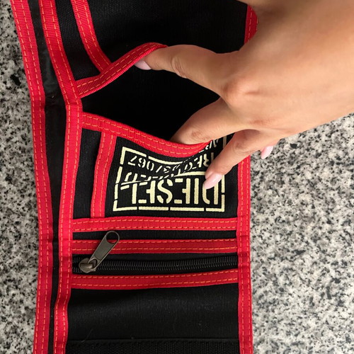 Diesel wallet new, recycled fabric black with red details