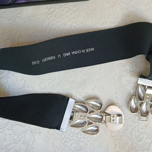 MNG Elastic Waist Belt New, Early 2000s, Black and Silver