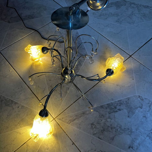 Ceiling light with 3 glass lamps, chrome finish