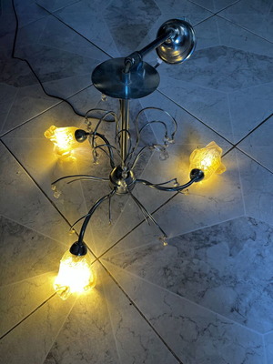 Ceiling light with 3 glass lamps, chrome finish