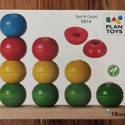 Plan Toys Eco Wooden Sort & Count Stacking Toy like new