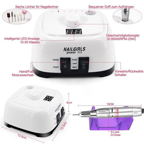 Electric Nail Drill with Pedal 35000 RPM Digital Display New